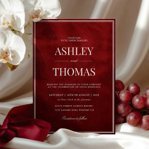 Invitación Boda de terciopelo rojo falso de dinero antiguo