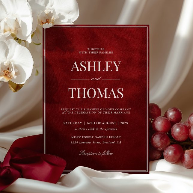 Invitación Boda de terciopelo rojo falso de dinero antiguo (Subido por el creador)