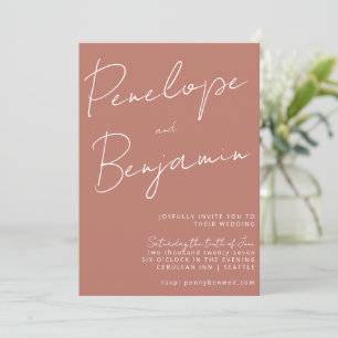 Invitación Boda de Terracota Arcilla con Letra Manuscrita Mod