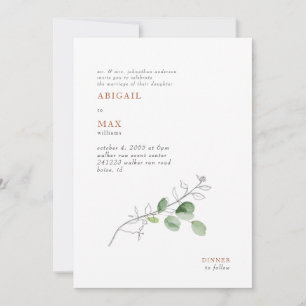 Invitación Boda de terracota botánica moderna de primavera