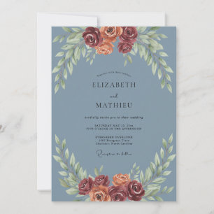 Invitación Boda de terracota de acero con hojas
