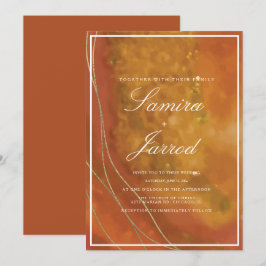 Invitación Boda de terracota de ágata a mano acuarela falso o
