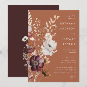 Invitación Boda de Terracota de Flor Silvestre de Otoño Boho