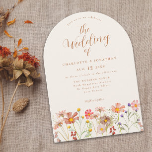 Invitación Boda de Terracota de Flores Silvestres de Otoño Bo