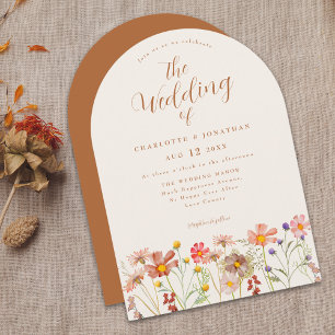 Invitación Boda de Terracota de Flores Silvestres de Otoño Bo