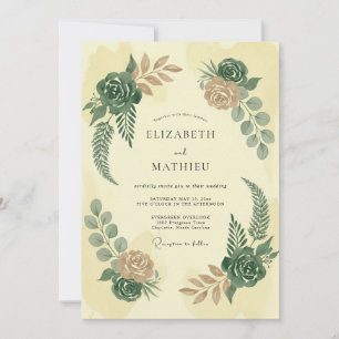 Invitación Boda de Terracota de Mantequilla con Follaje de Eu