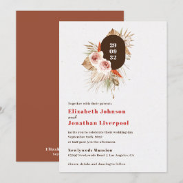 Invitación Boda de terracota de tonos de tierra florales de b
