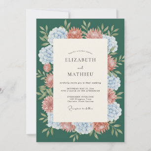 Invitación Boda de Terracota Esmeralda Hortensia Eucalipto