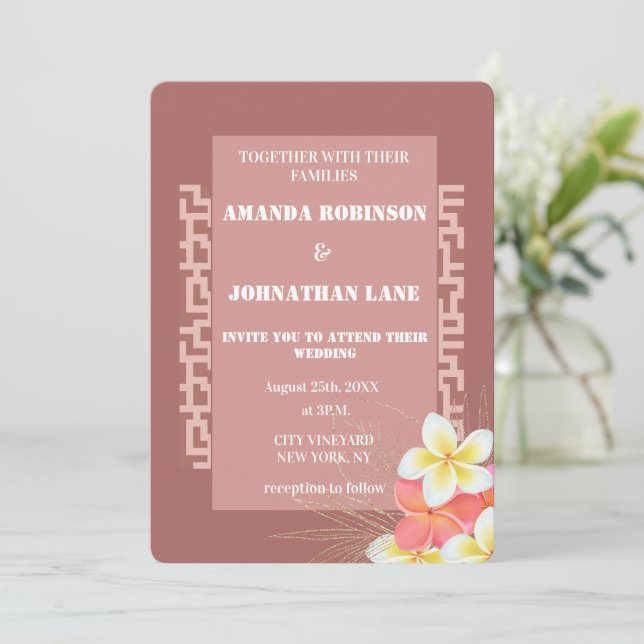 Invitación Boda de Terracota floral moderna (Anverso de pie)