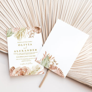 Invitación Boda de terracota floral tropical boho y palma