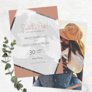 Invitación Boda de Terracota Guardar la fecha con foto de col