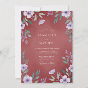 Invitación Boda de Terracota Lavanda Ranúnculo Eucalipto