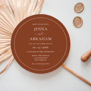 Invitación Boda de Terracota Mínima Rústica Redonda