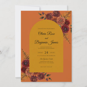 Invitación Boda de terracota, mostaza y eucalipto