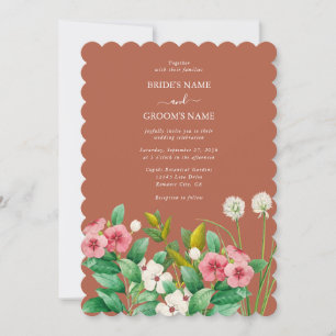 Invitación Boda de Terracota Naranja Quemada Periwinkle