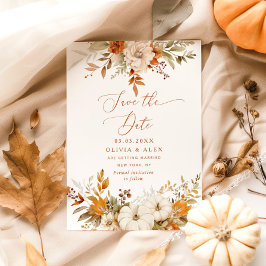 Invitación Boda de terracota otoño salva la fecha