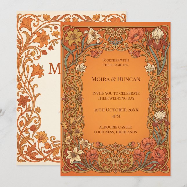 Invitación Boda de Terracota Paisley (Anverso / Reverso)