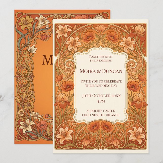 Invitación Boda de Terracota Paisley (Anverso / Reverso)