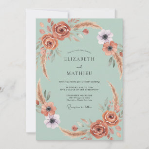Invitación Boda de Terracota Pampas Eucalipto
