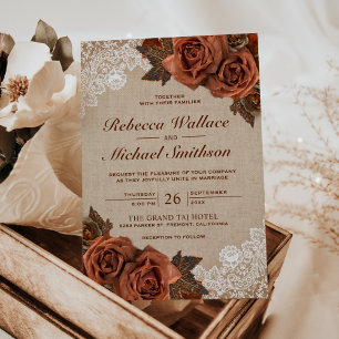 Invitación Boda de Terracota Polvorienta y Tierra Rústica con