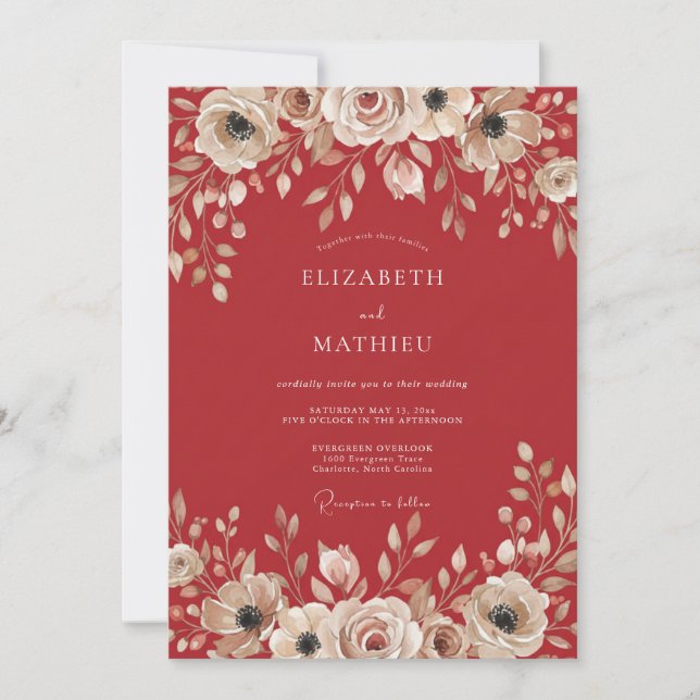 Invitación Boda de Terracota Rosa Suave (Anverso)