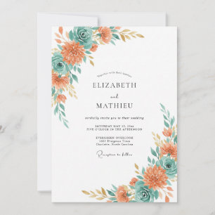 Invitación Boda de terracota teal suculenta eucalipto