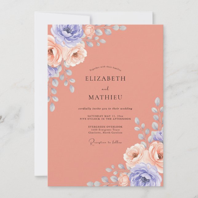 Invitación Boda de Terracota, Vinca y Eucalipto (Anverso)