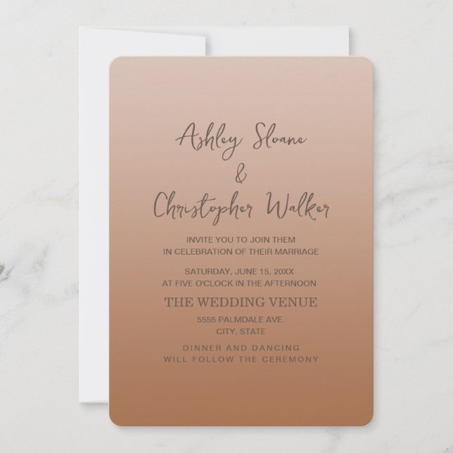 Invitación Boda de Terracotta Cream Ombre, de estilo rústico  (Anverso)