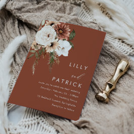Invitación Boda de Terracotta en las flores de boho moderno