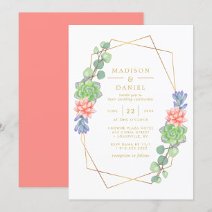 Invitación Boda de Terrario de Suculentas con Acuarela