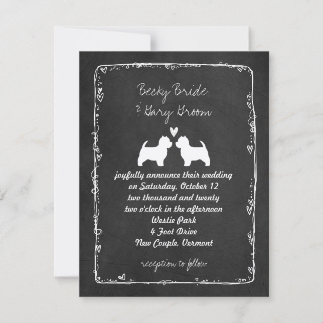 Invitación Boda de Terrier West Highland Blanco (Anverso)