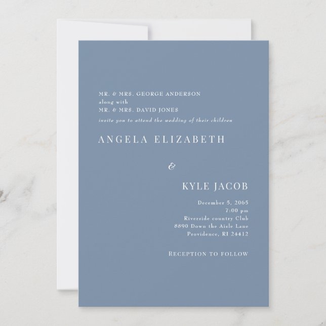 Invitación Boda de texto blanco simple y elegante (Anverso)
