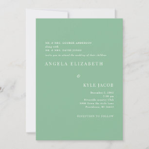 Invitación Boda de texto blanco verde de verano simple y eleg