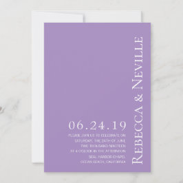 Invitación Boda de texto de lavanda elegante Minimalista simp