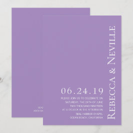 Invitación Boda de texto de lavanda elegante Minimalista simp