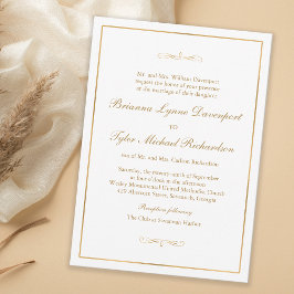 Invitación Boda de texto de oro de elegante simple clásica