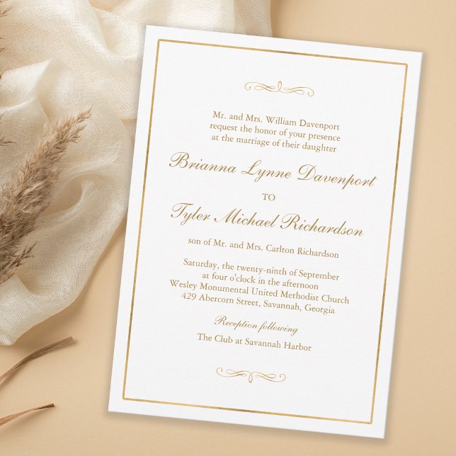 Invitación Boda de texto de oro de elegante simple clásica (Subido por el creador)