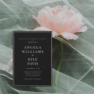 Invitación Boda de texto en blanco y negro moderno sin padres