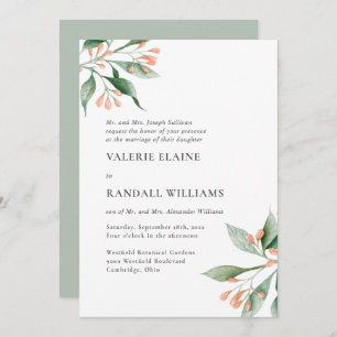 Invitación Boda de texto formal floral simple