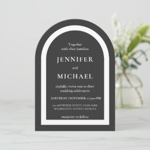Invitación Boda de texto gris negro blanco