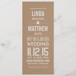 Invitación Boda de texto moderno de papel de Kraft marrón rús