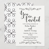 Boda de Texto Negro Moderno Elegante Adornado 2