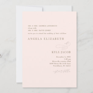 Invitación Boda de texto oro rosa simple y elegante
