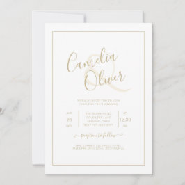 Invitación Boda de texto todo en 1 elegante clásico de GOLD b