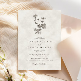 Invitación Boda de textura de marfil de flores silvestres min