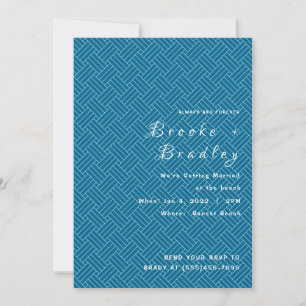 Invitación Boda de textura tejida azul