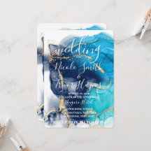 Boda de Tinta Alcohólica Azul Oro Personalizada