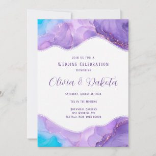 Invitación Boda de Tinta Alcoholica Etérea Turquesa Purpura