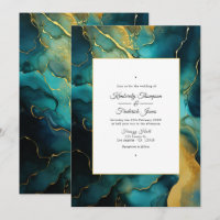 Boda de tinta alcohólica teal y dorada