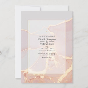 Invitación Boda de tinta de alcohol rosa oro y elegante